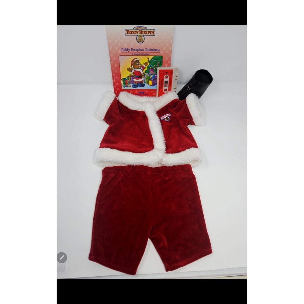 Teddy Ruxpin Cassette Christmas Santa Claus Book Clothing Accessories Vtg 80s‎